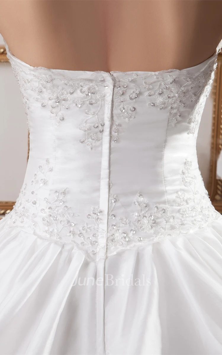 Strapless Pick-Up Lace Ball Gown with Beading and Tiers