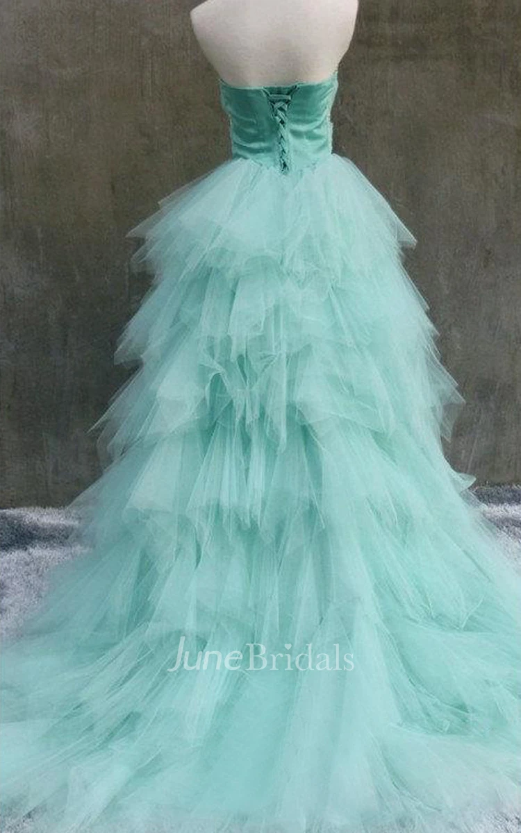 Charming Strapless High Low Tulle Dress With Layers