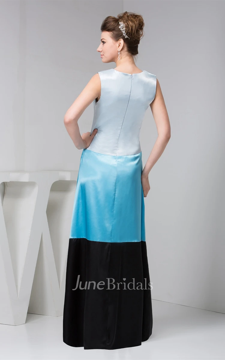 Mute-Color Satin A-Line Gown with Zipper Back