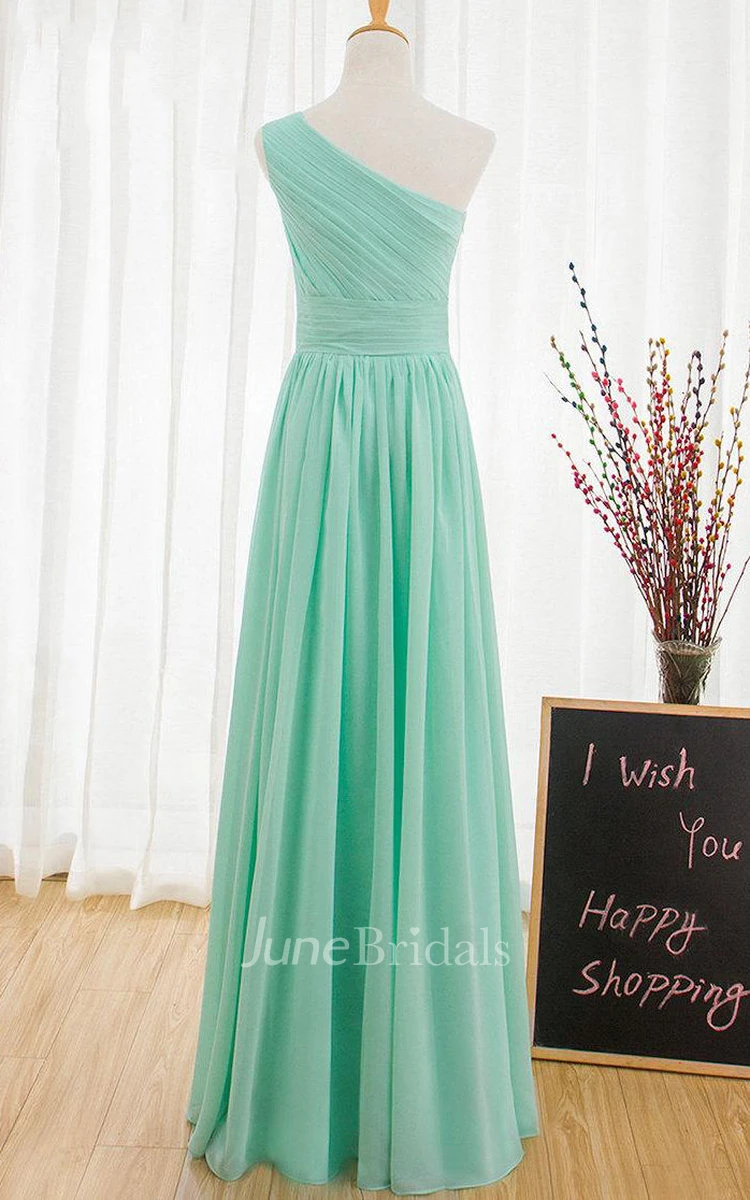 One Shoulder Mint Green Prom Sexy Long Evening Cheap Homecoming Chiffon Party Bridesmaid Dress