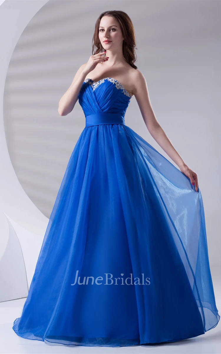 Sweetheart Criss-Cross A-Line Gown with Appliques