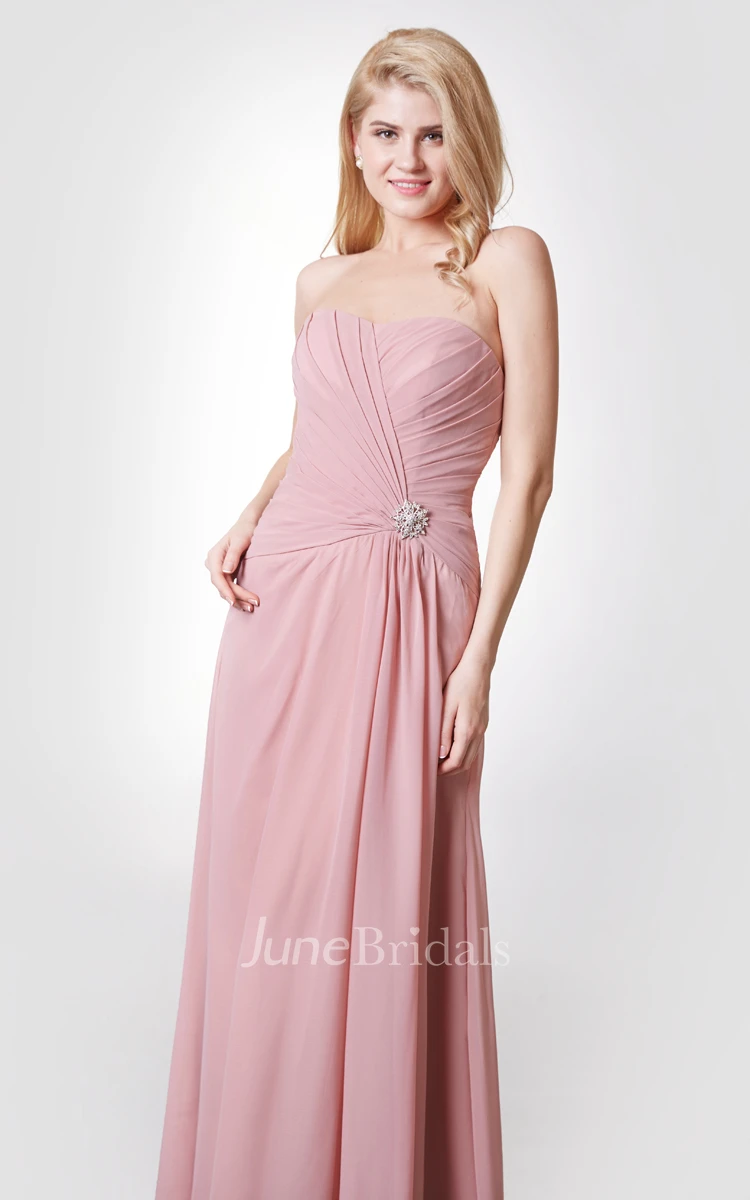 Backless Sweetheart Gathered Chiffon A-line Gown