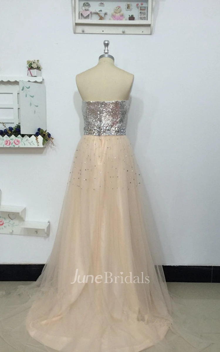 A-line Sweetheart Tulle Dress With Sequins