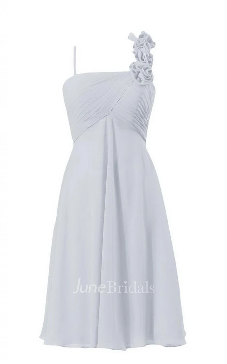 Sleeveless Empire Chiffon Dress With Floral Strap