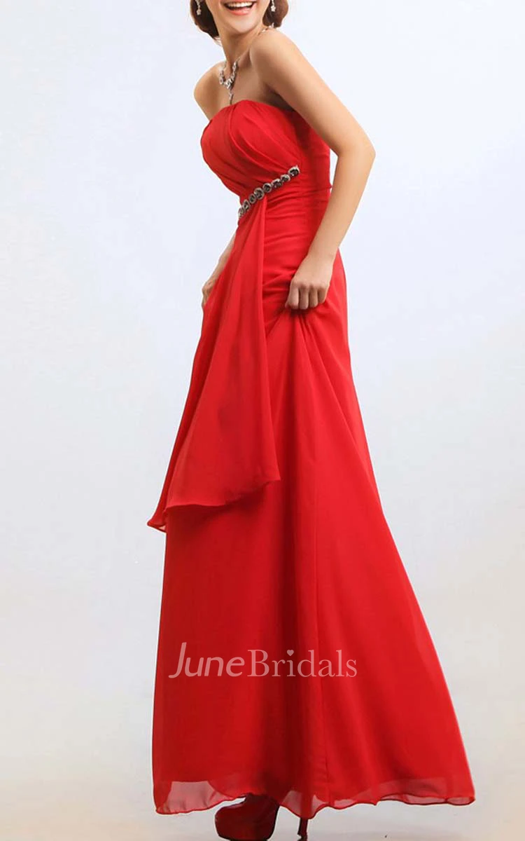 Strapless Empire Chiffon Floor-length Dress With Side Draping
