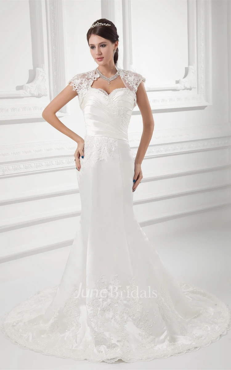 lace mermaid sweetheart dress with brush train and low-v back