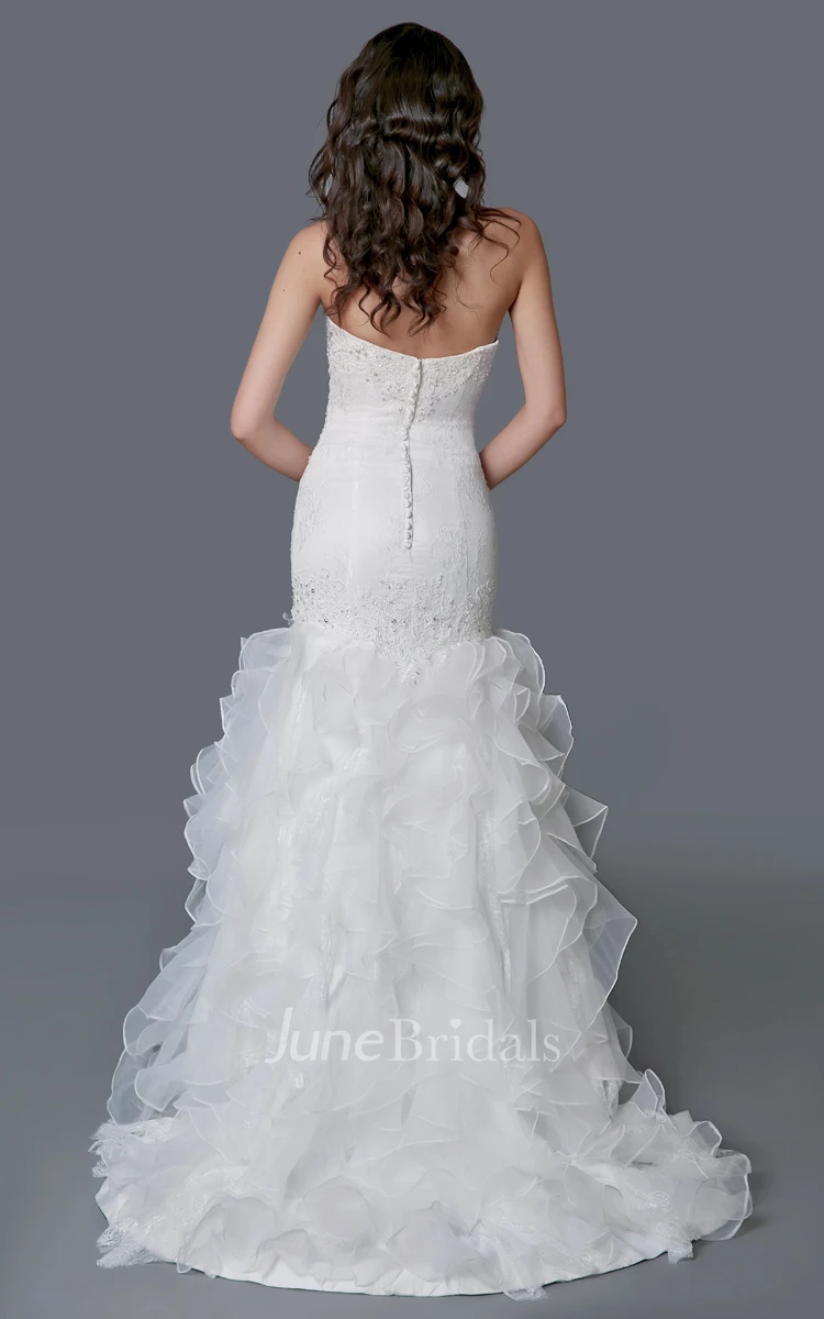 Elegant Strapless Mermaid Dress With Lace Details