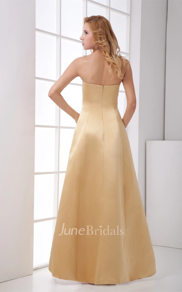 strapless mermaid satin gown with ruched bodice