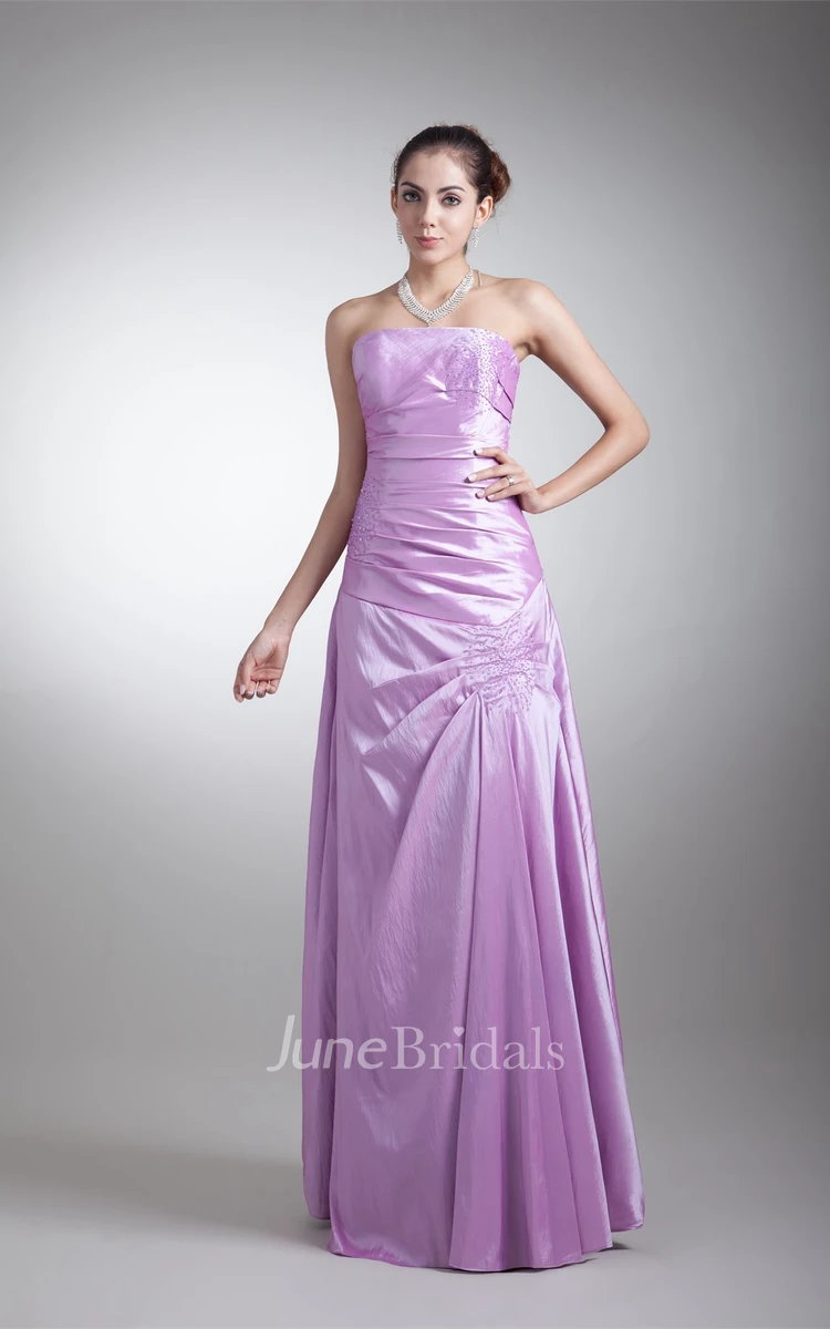 strapless sheath ruched dress with corset back