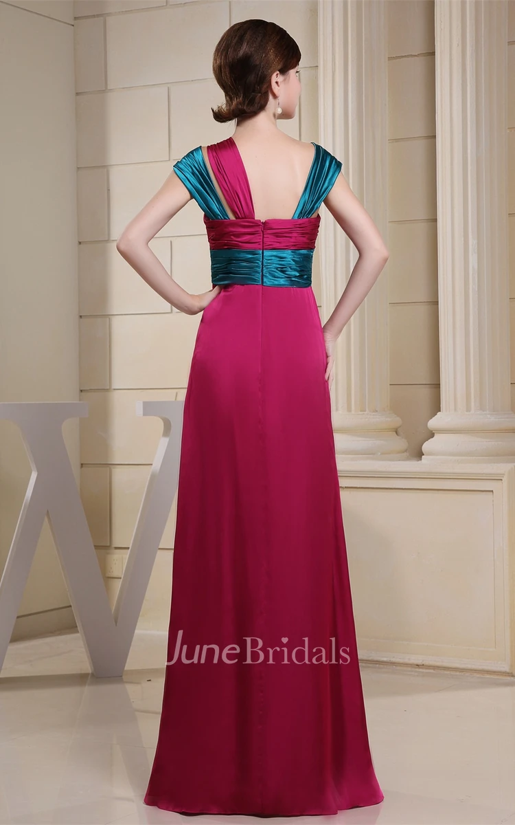 Strapped Empire Chiffon Floor-Length Dress with Pleats