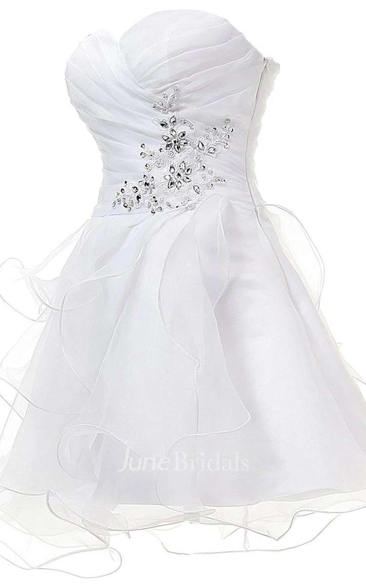 Sweetheart Short Dress With Beadings and Ruffles
