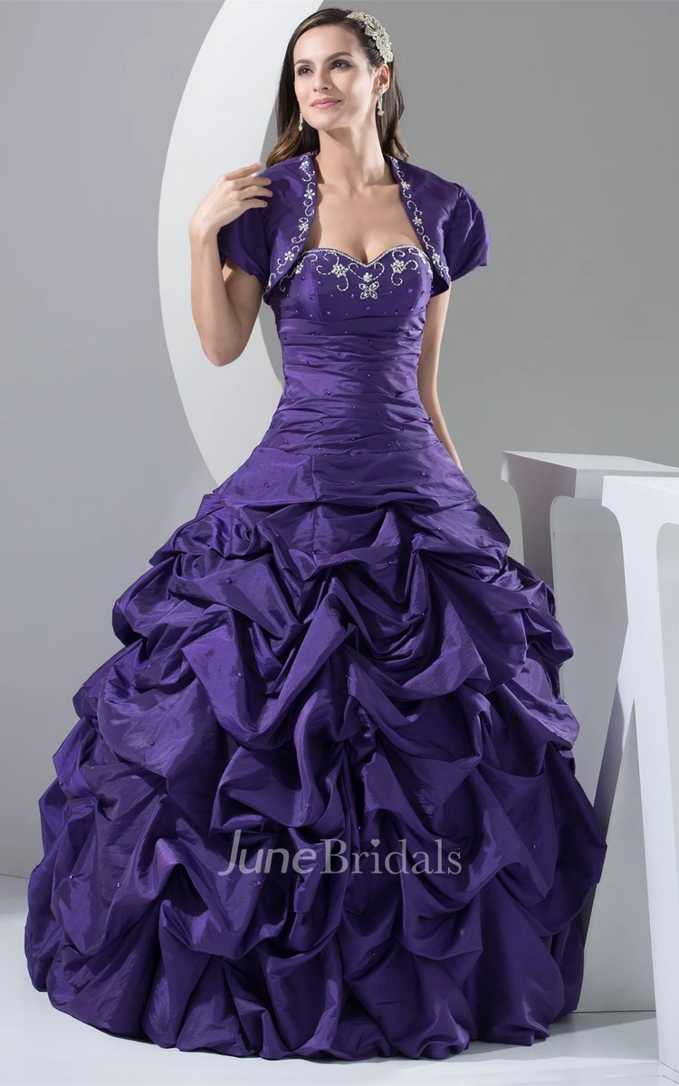 Sweetheart Pick-Up Ball Gown with Embroideries and Bolero