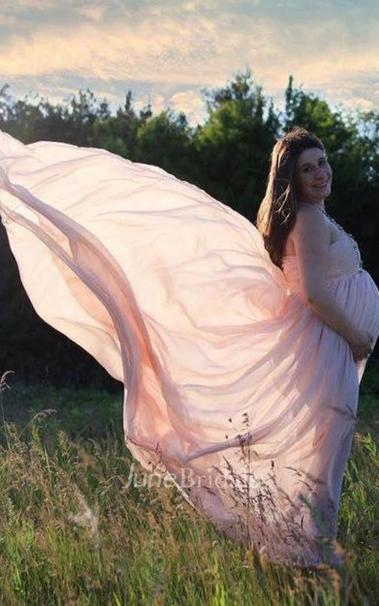 The Taylor Chiffon Maternity Gown Bandeau Top Styled Photo Shoot Flowing Gown Ivory Pregnancy Gown Pregnancy Dress