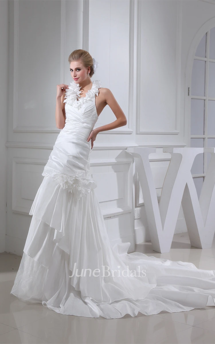 Sleeveless Tiered A-Line Dress with Ruffled Halter