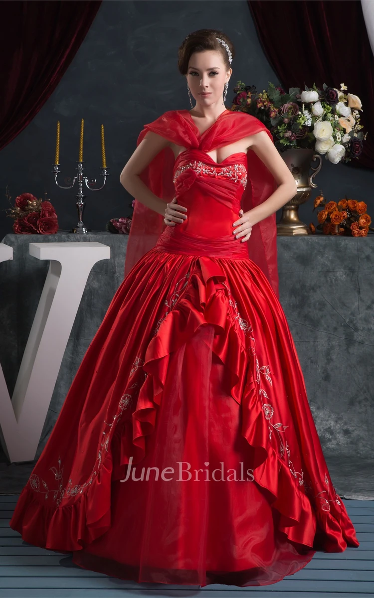 Flamboyant Sweetheart Ruched Ball Gown with Embroideries and Draping