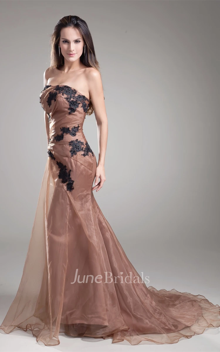 Strapless Mermaid Floor-Length Dress with Appliques