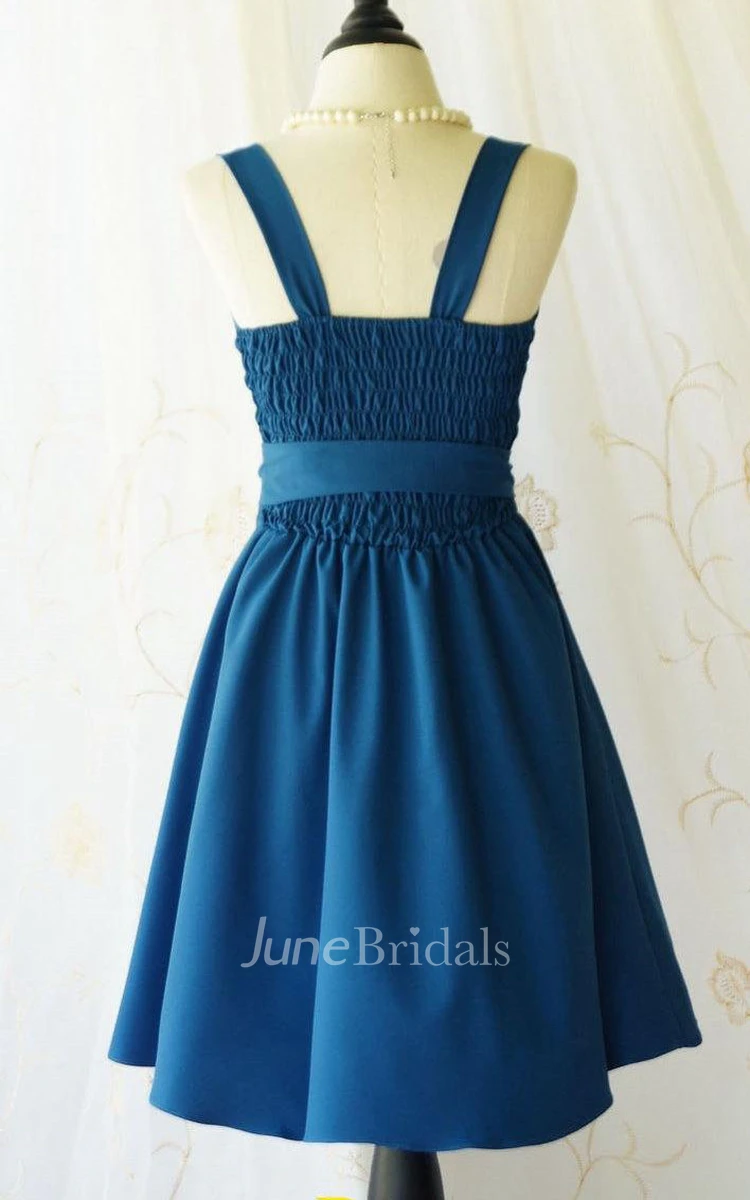 Midnight Blue Vintage Design Dress with Bow
