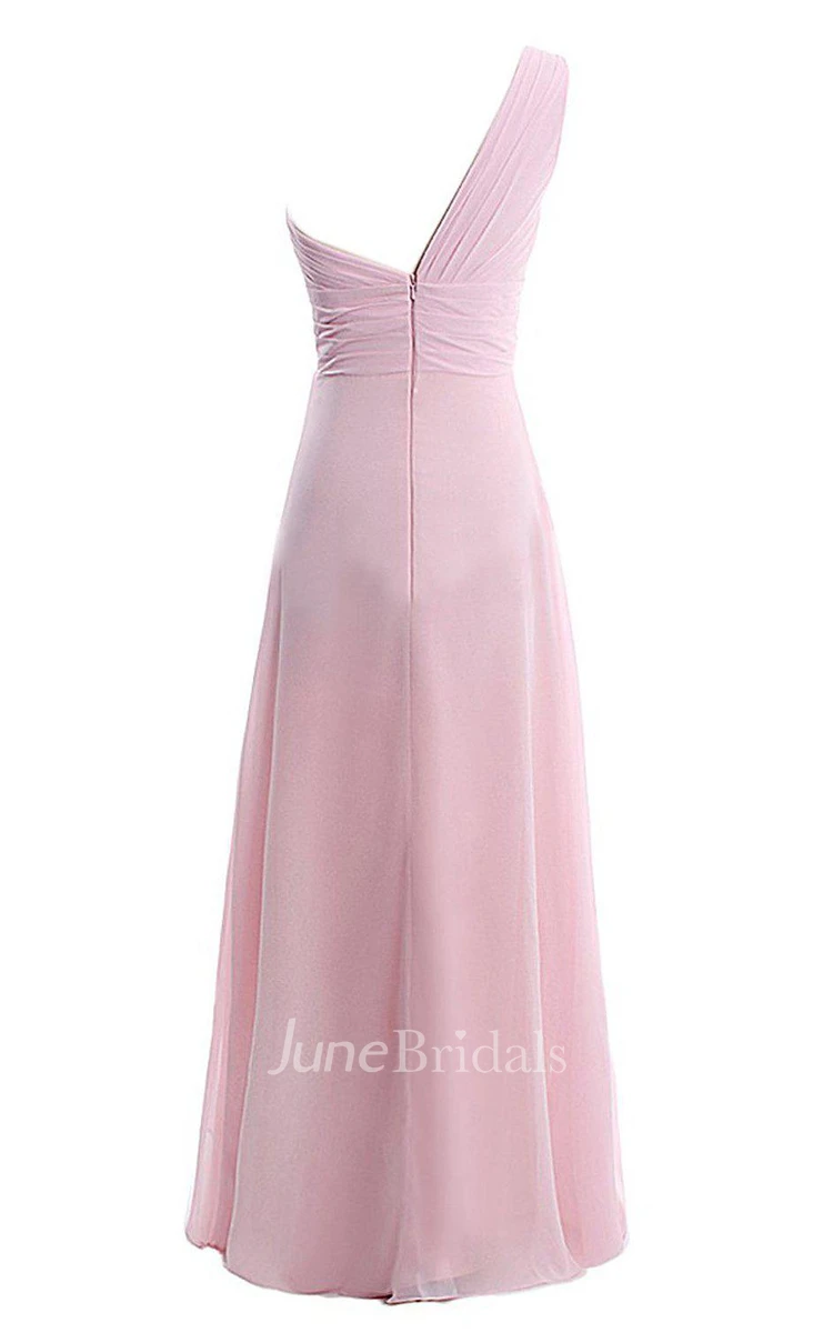 Refined One-shoulder Chiffon Dress With Ruching