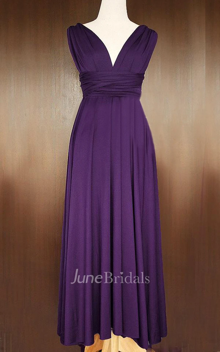 Grape Bridesmaid Infinity Convertible Wrap Floor-length Dress