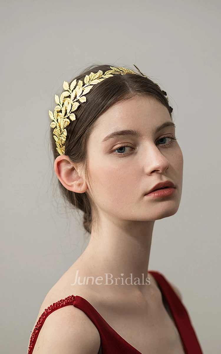 Golden Handmade Floral Bridal Headband