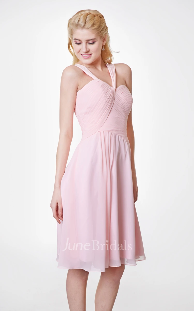 Cute Knee Length Chiffon Dress With Squared Back