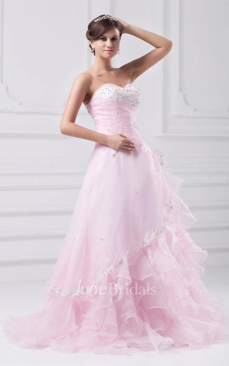 Sweetheart A-Line Ruffled Dress with Stress and Tiers