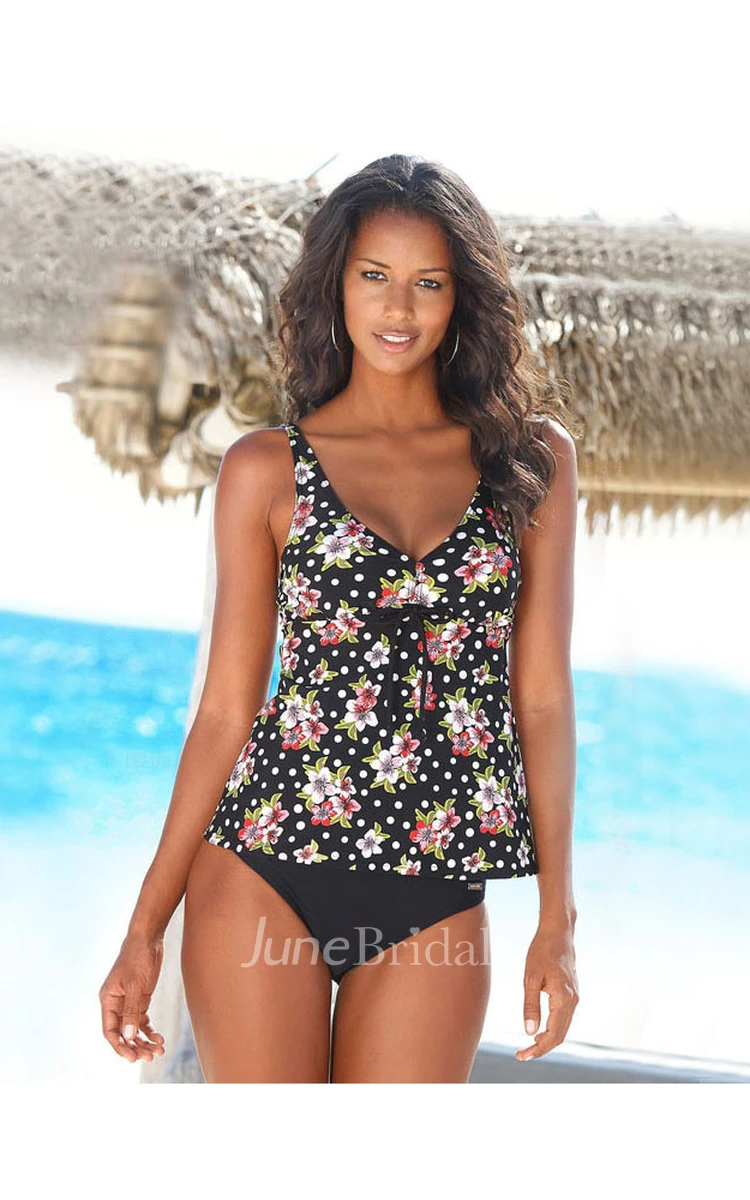 Leopard/Dotted/Floral Top Tankini Set