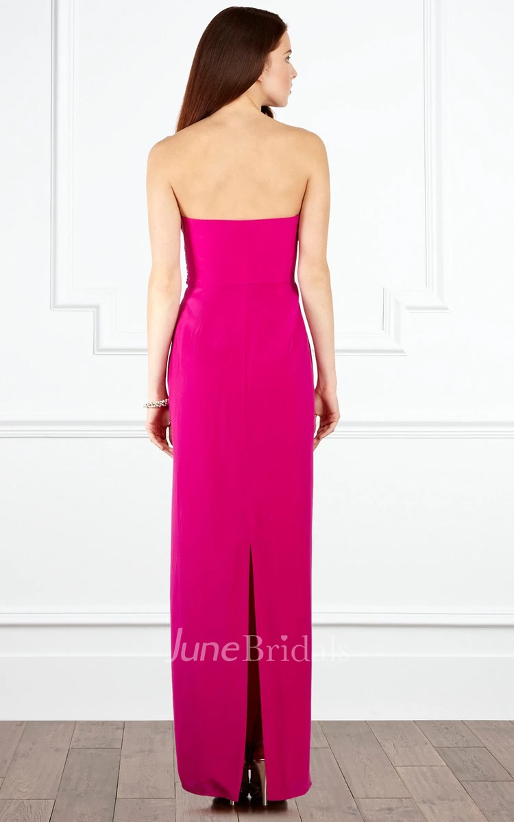 Chiffon Empire Strapless Dress With Pleating