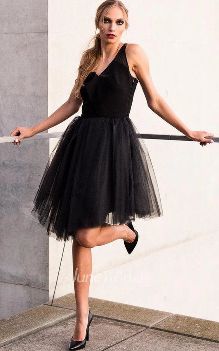 Asymmetric Tulle Little Black Tulle Party Elegant Ball Coctail Dress