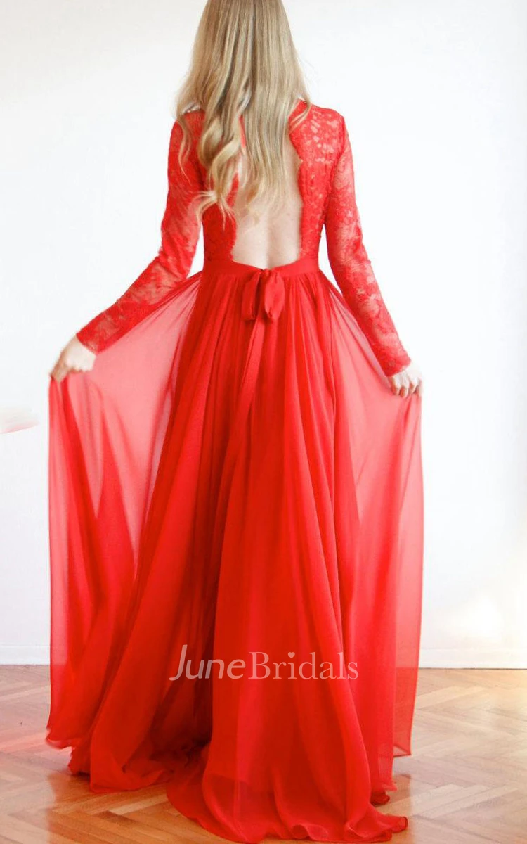 Red Maxi Open Back Lace And Evening Ball Prom Wedding Gown Dress