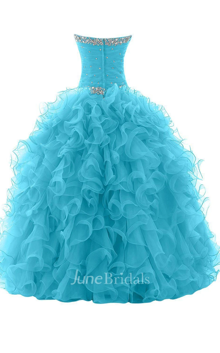 Luxurious Organza Ball Gown With Rhinestones