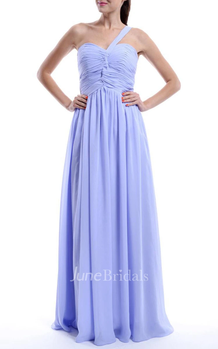 A-line One-shoulder Strapped Sweetheart Chiffon Dress