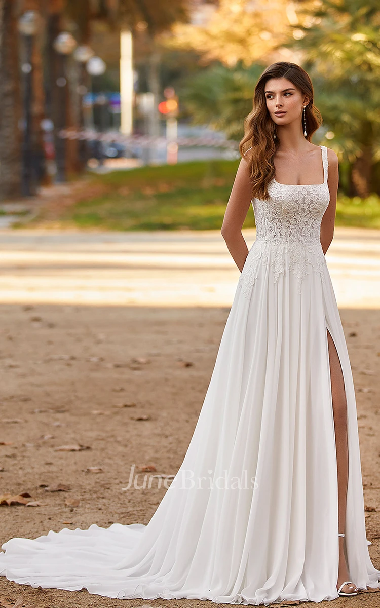 Split Front Wedding Dress