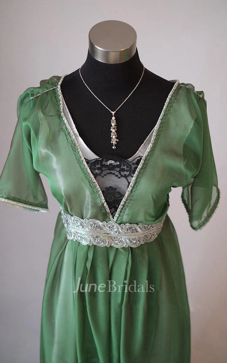 Edwardian Emerald Evening Handmade In England Downton Abbey Titanic 1912 Styled Dress