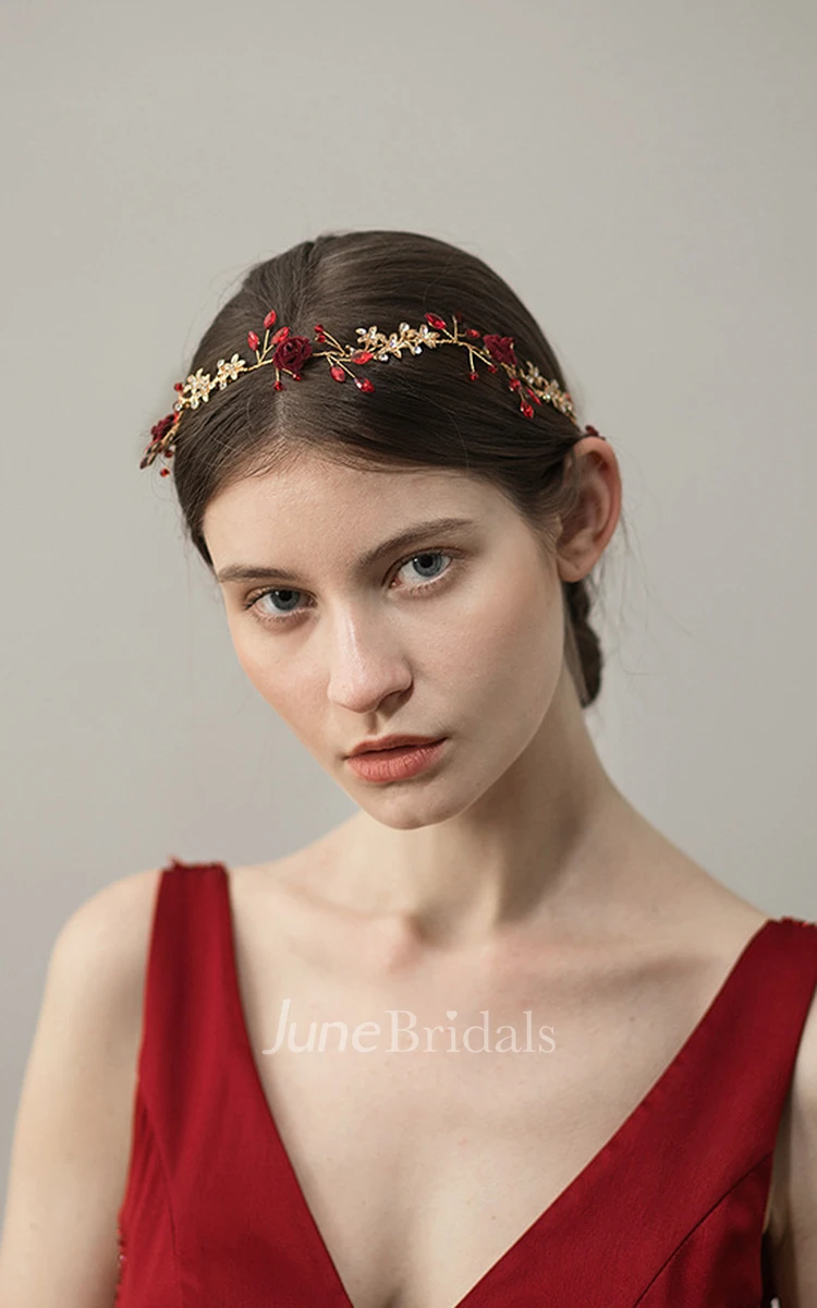 Flower Retro Style Rhinestone Headband - June Bridals