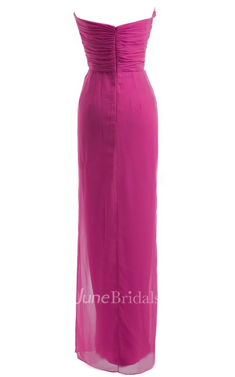 Strapless Long Dress With Draping and Basque Waist
