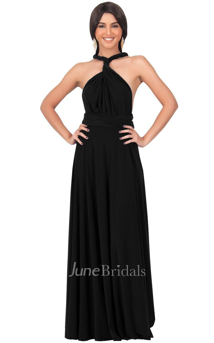 Convertible Jersey Long Dress With Sexy Back