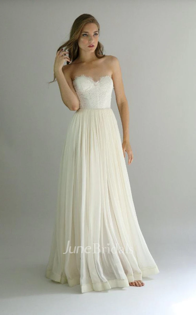 Lace And Chiffon Strapless Gown Samantha Size 10 Dress