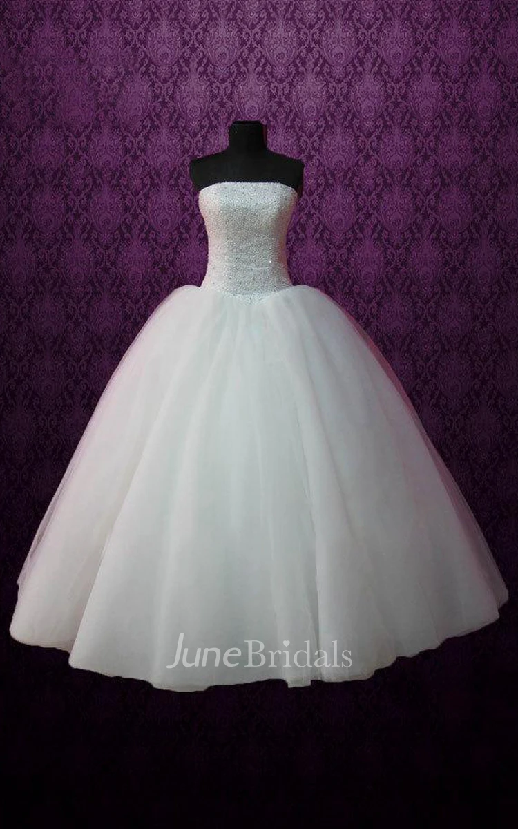 Ball Gown Tulle Satin Dress With Beading