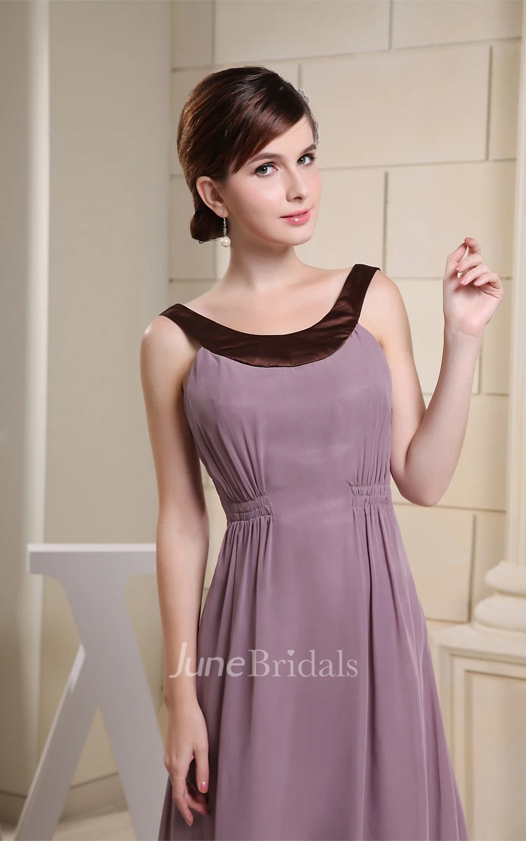 Sleeveless Chiffon A-Line Gown with Ruching and Sweep Train