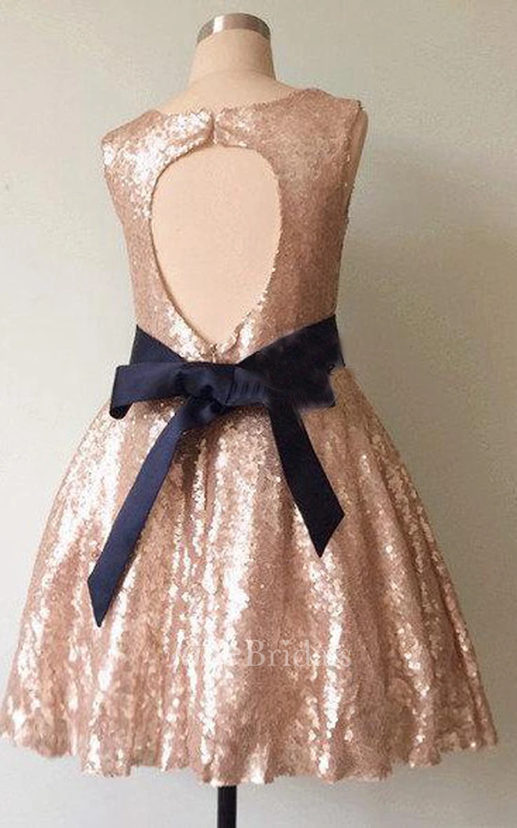 Strapped A-line Pleated Dress With Bow&Sequins