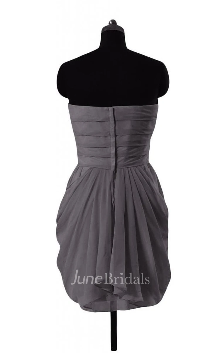 Strapless Ruching Layered Dress With Draping