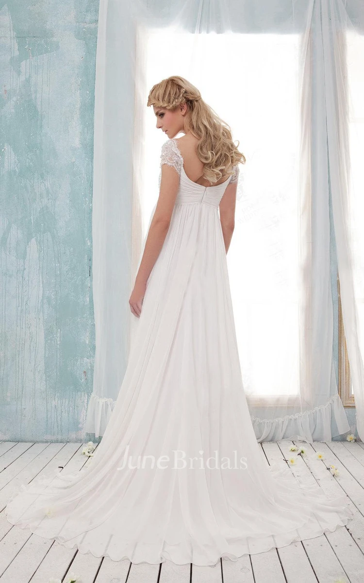 Neck Wedding Dresses Light Champagne Floor Length Applique Open Back A Line  Backless Bridal Gowns (Size : 4) (20 Plus)