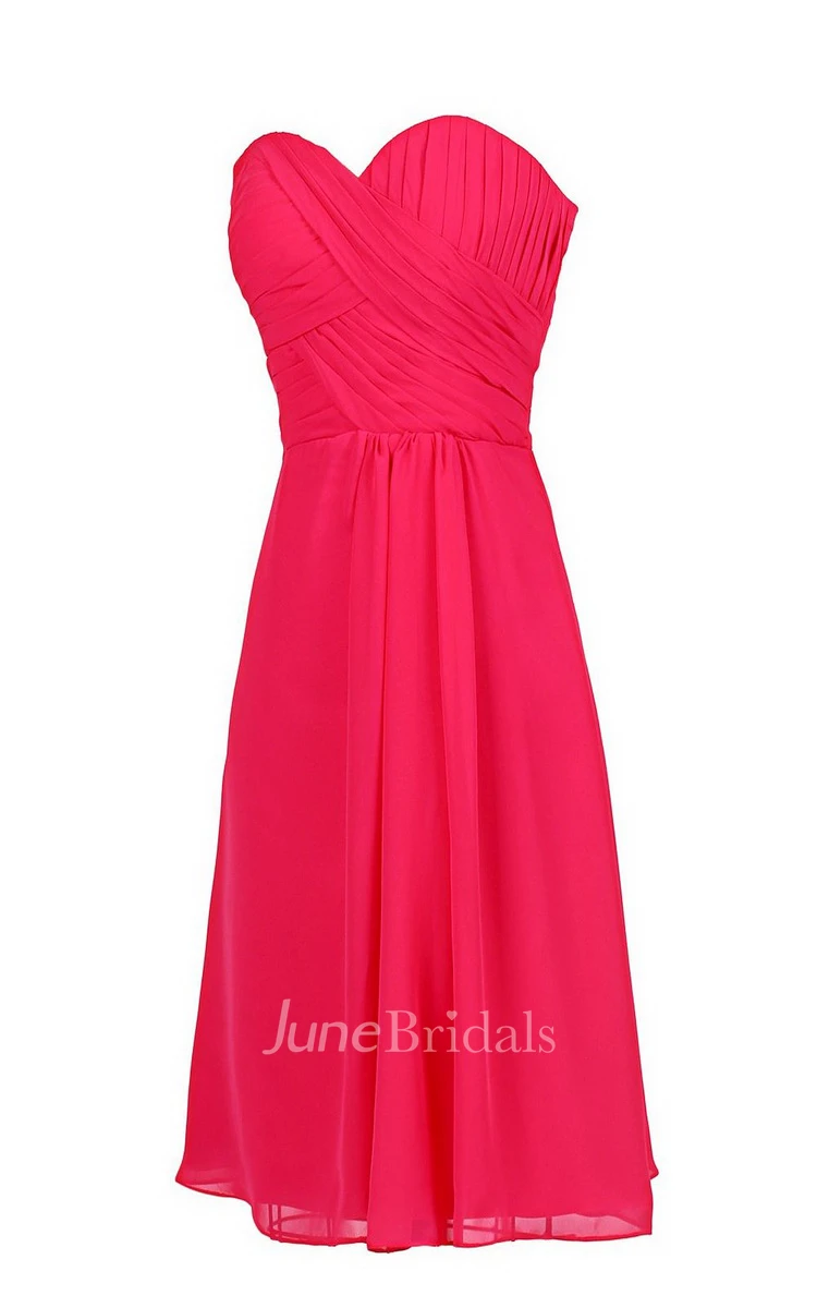 Sweetheart Ruched A-line Gown With Zipper Back