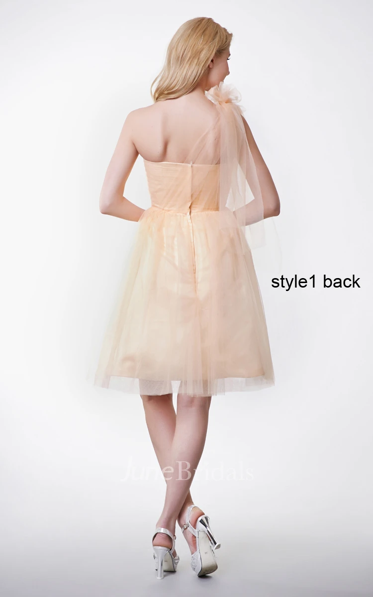 Sweetheart Ruched Short A-line Tulle Dress With Convertible Sash