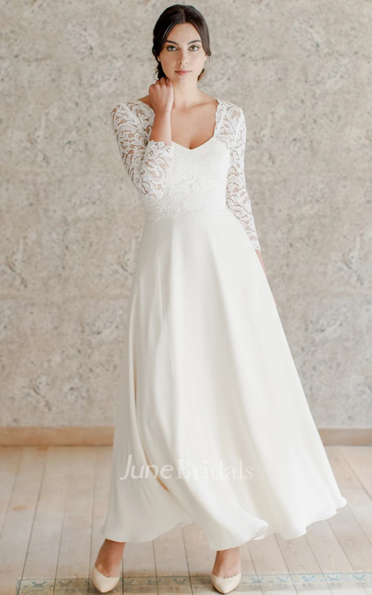 Three quarter length outlet sleeve wedding dress