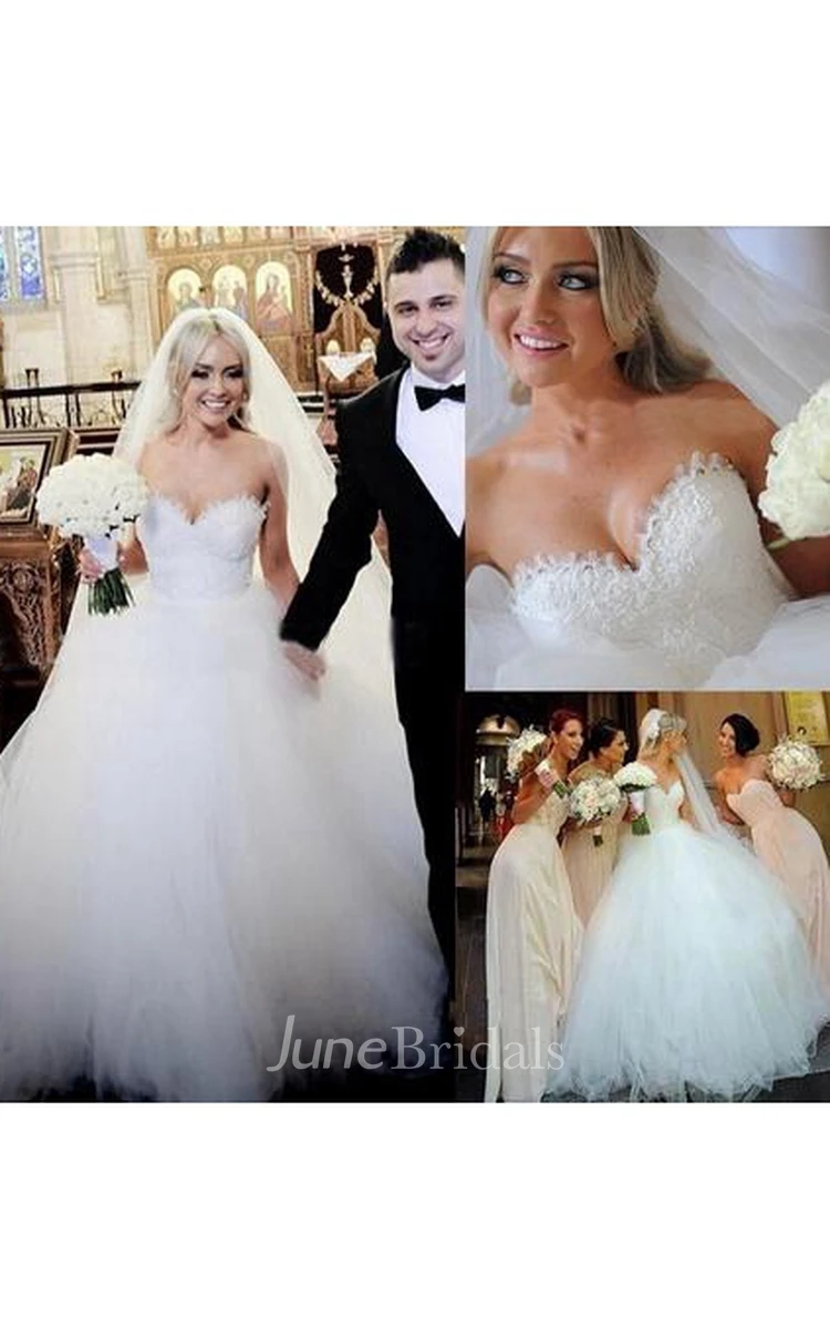 Newest White Tulle Lace Beadings Wedding Dress Sweetheart Sleeveless