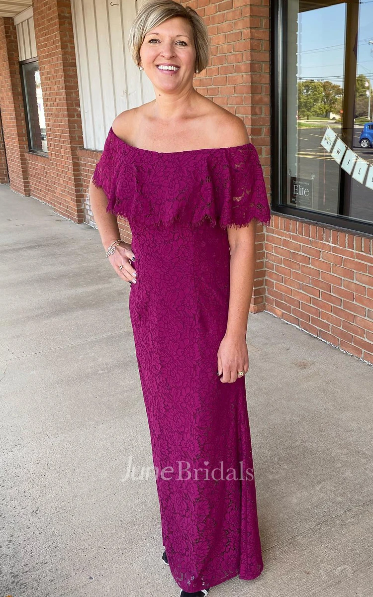 Adorable Sheath Off-the-shoulder Lace Formal Dress With Open Back 