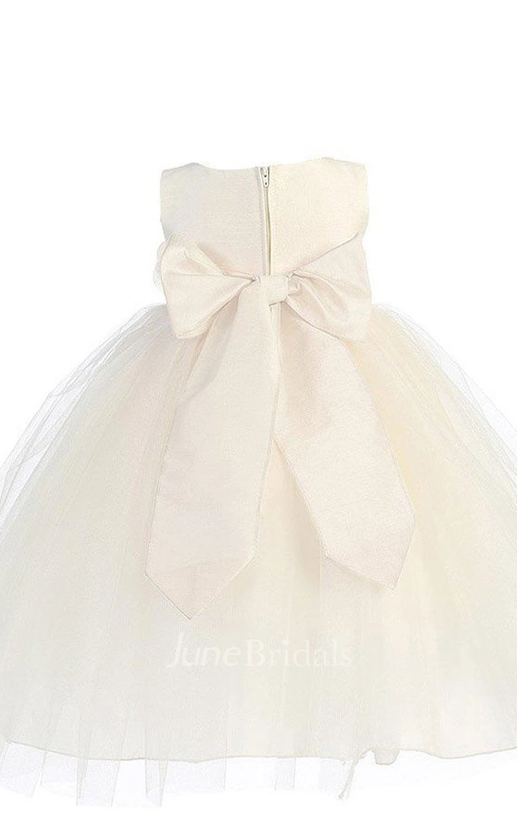 Sleeveless Empire A-line Dress With Bow and Flower