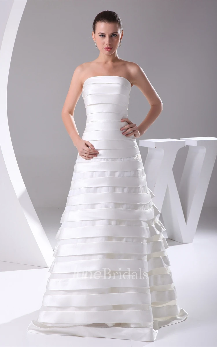 Simple A-Line Floor-Length Gown with Bandage and Back Bow